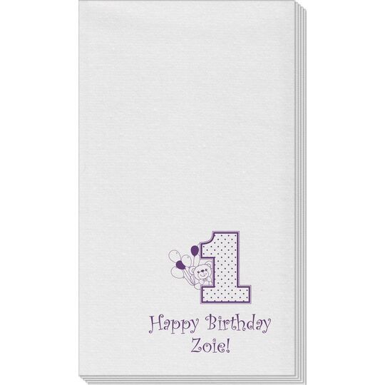 First Birthday Linen Like Guest Towels